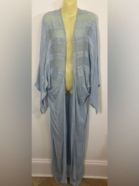 Forever Lovely Blue Metallic Thread Duster Cardigan